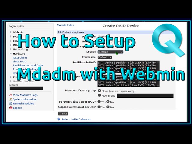 How to Create an Mdadm Raid using Webmin in Ubuntu Server
