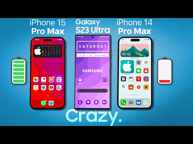 iPhone 15 Pro Max vs Samsung Galaxy S23 Ultra vs iPhone 14 Pro Max - Battery Drain Test