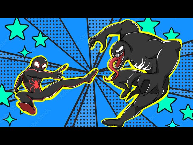 Spider Verse Animation  Miles Morales SPider 2099 Spider women fight with Spot Rhino Venom Dinosaur