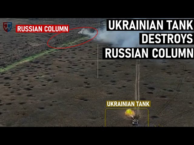 Single Ukrainian Tank Destroys Russian Armored Column !?