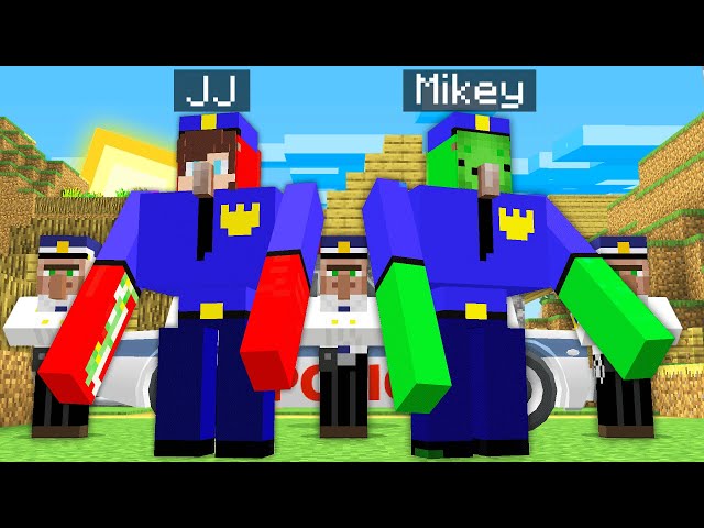 JJ and Mikey Become POLICE GOLEMS and Defend The Village in Minecraft !