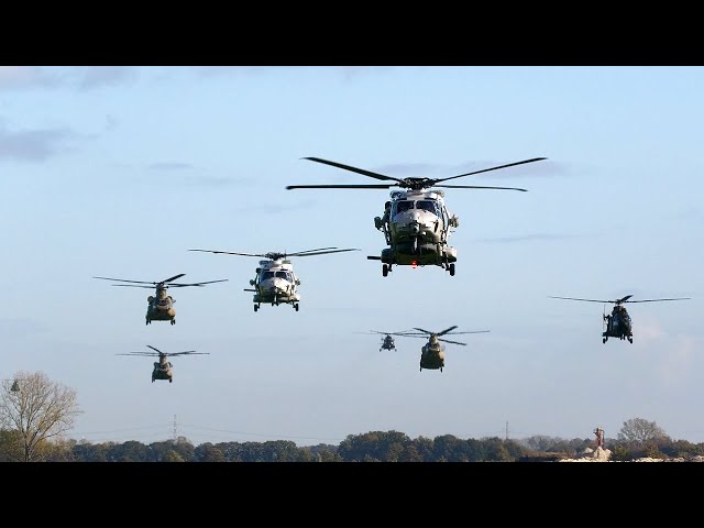 [4K] Awesome arrival military helicopters in front of the crowd | "Falcon Autumn" at Ossesluis