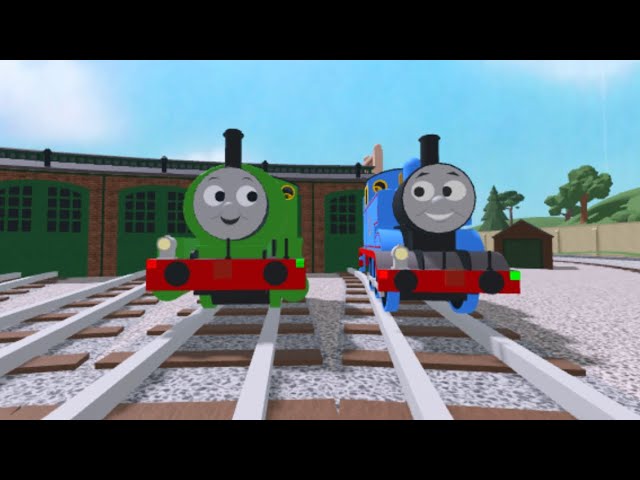Thomas and Percy pulling some trucks