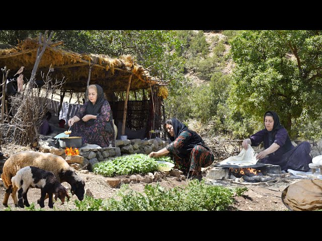 Nomadic Life Style | Cooking Abgoosht (Broth) with lamb meat & fresh bread on sadj
