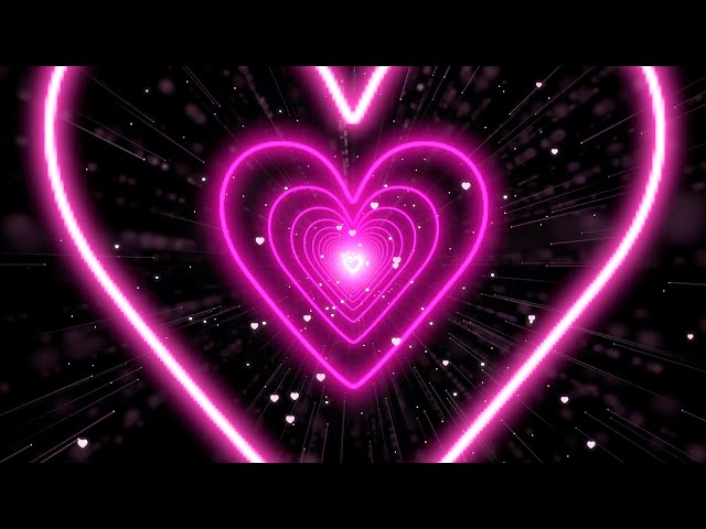Neon Lights Love Heart Tunnel Background Video💖Pink Heart Moving Background Video Loop 4k 60fps