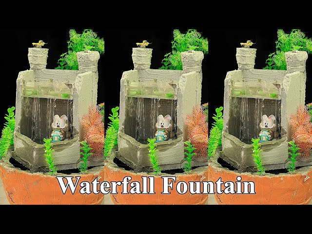 How to make amazing beautiful very nice cemented Styrofoam waterfall fountain