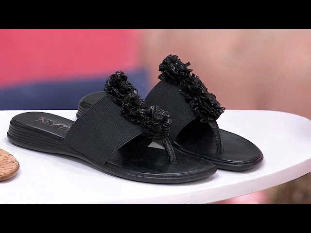 NYDJ Embellished Leather Thong Sandals- Asira on QVC