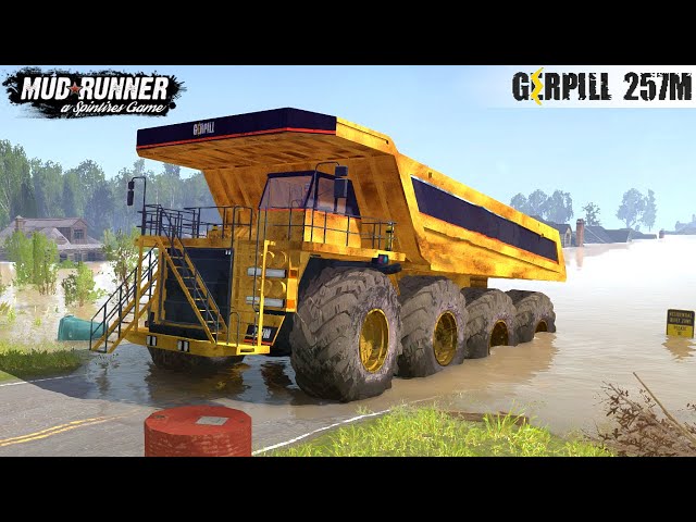 Spintires: MudRunner - Giant Mining Dump Truck Driving Through Flood In City