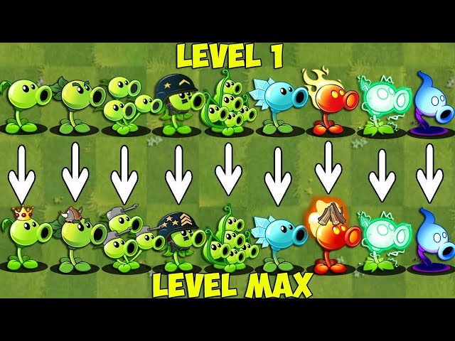 PvZ 2 Challenge - Every PEA Level 1 Vs Level Mid Vs Level Max Vs Deep Sea Gargantuar Zombies Level 5