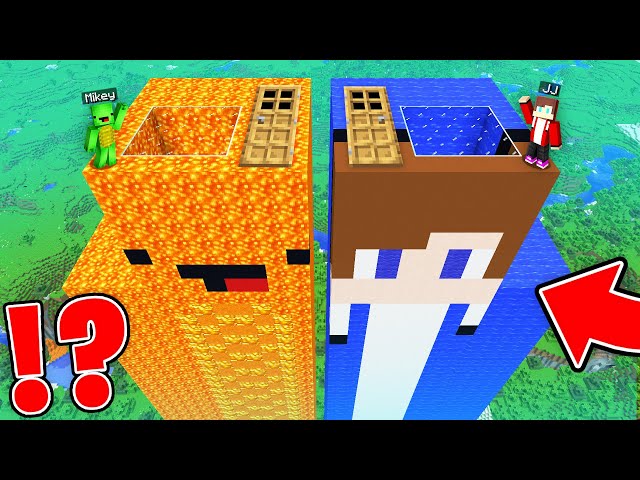JJ and Mikey Found SUPER LONG MOB HOUSE inside Mikey LAVA and WATER MAIZEN in Minecraft!