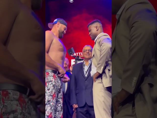 Tyson Fury v Francis Ngannou face off: "Fat As a Pig!" #boxing #tysonfury  #ngannou  #shorts
