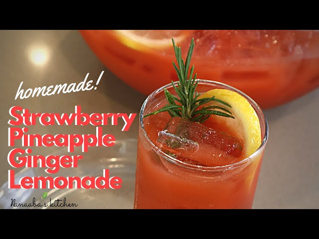 Refreshing Strawberry Pineapple Ginger Lemonade drink  with hint of  rosemary