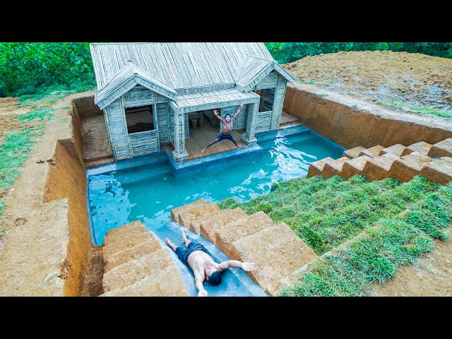 Build Underground House With Modern Furniture And A Water Slide To The Underground Swimming Pool