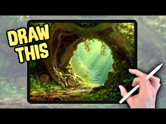 PROCREATE Landscape DRAWING Tutorial in Easy STEPS - Woodland Arch