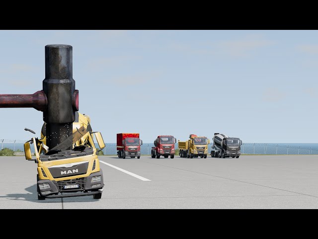 Trucks vs Giant Hammer 😱 BeamNG Drive