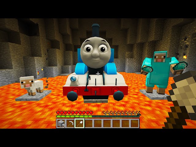 CURSED MINECRAFT BUT IT'S UNLUCKY LUCKY FUNNY MOMENTS I found a real THOMAS  the Tank in Minecraft!