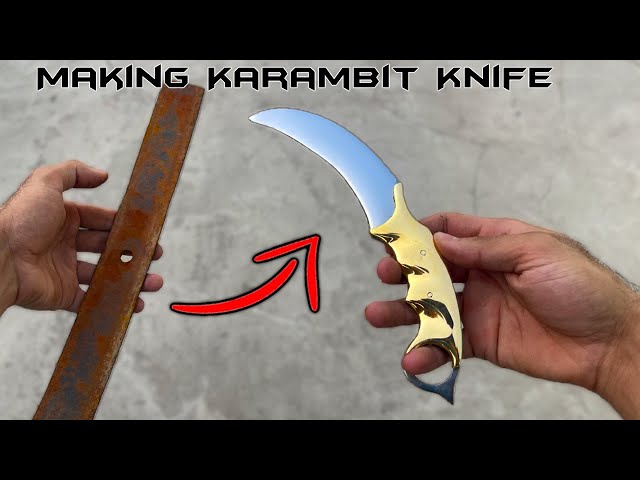 Turning Leaf Spring into Sharp KARAMBIT KNIFE