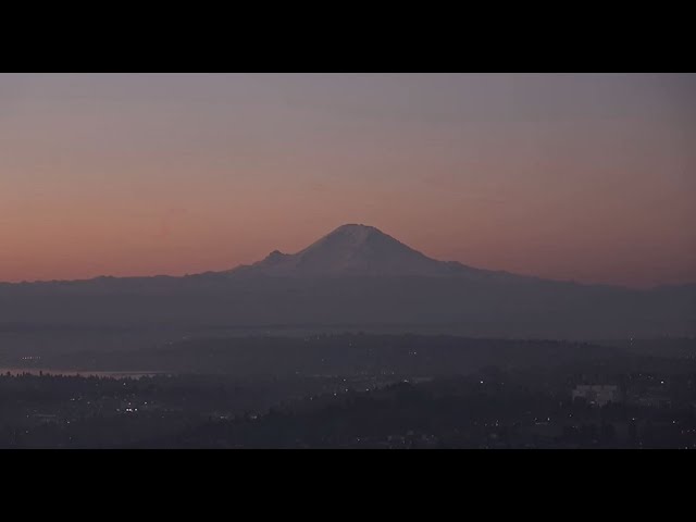 WATCH: Mother Nature shows off with this Tuesday Seattle sunrise over Mt. Rainier