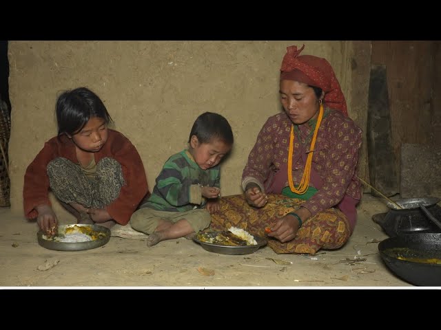 Nepali village || Cooking sukuti and parsley vegetables in the village