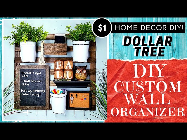 DOLLAR TREE DIY Wood Wall Organizer | Message Board | Shelves | Hooks | Office Kitchen Craft & More!