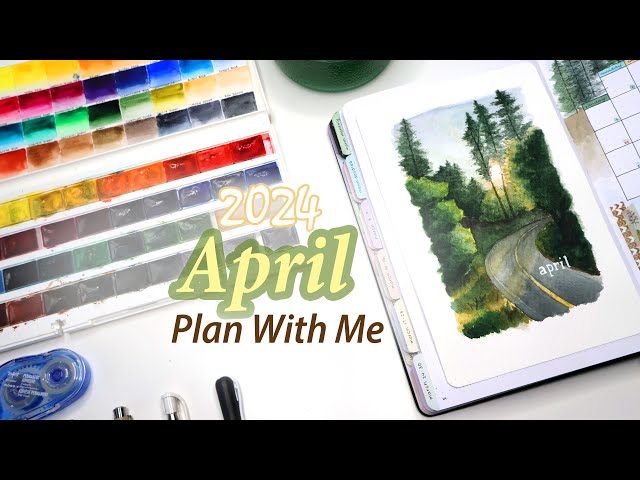 2024 April Plan With Me + Setup | Watercolor Speed Painting