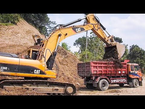 Big Digger Large Excavator And Dump Truck Moving Dirt