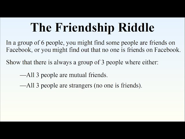 The Friendship Theorem - You Always Have 3 Friends Or 3 Strangers At A Party