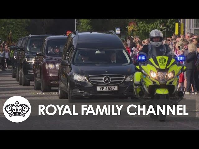 Mourners Gather as Queen’s Coffin Passes through Banchory