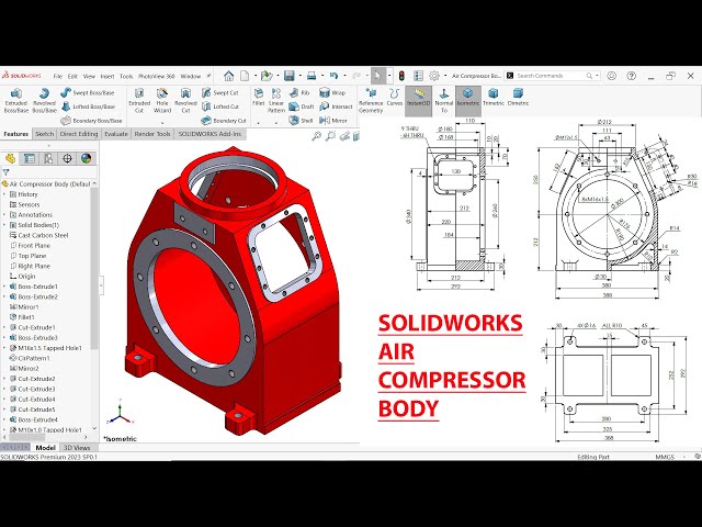 Air Compressor Body in SolidWorks | SolidWorks tutorial