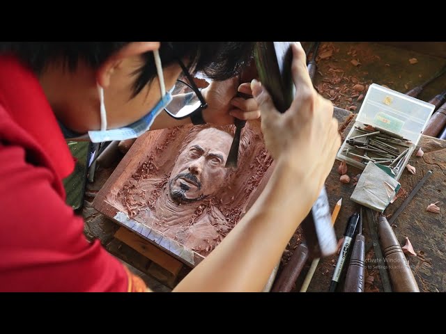 the Easiest way How to carve wooden Iron Man's face