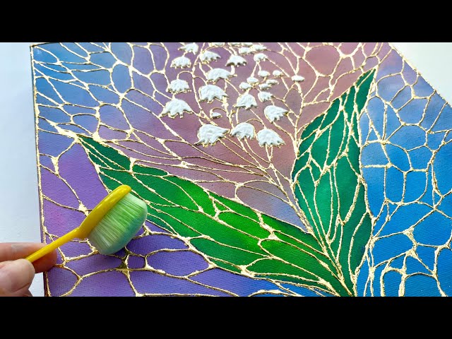 Golden stretchech cells flower painting beginner friendly tutorial art inspiration