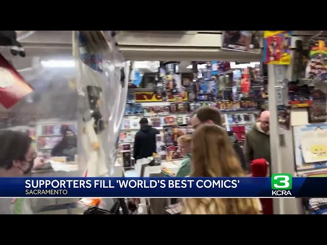 Supporters fill 'World's Best Comics' after recent break-ins
