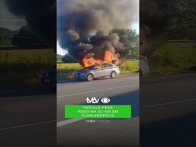 Veículo pega fogo na SC 401 em Florianópolis