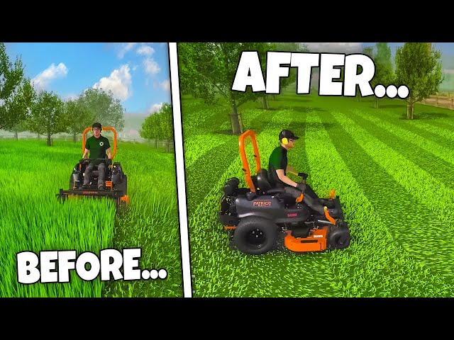 Spending COUNTLESS HOURS striping lawns in Lawn Mowing Simulator (Satisfying)