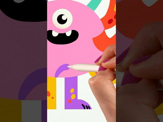 Colorful Monster Illustration on iPad #learntodraw #procreatetutorial