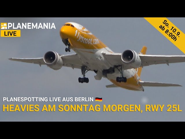 ✈️ Planespotting LIVE Berlin Airport: Heavies am Sonntagmorgen, Runway 25L