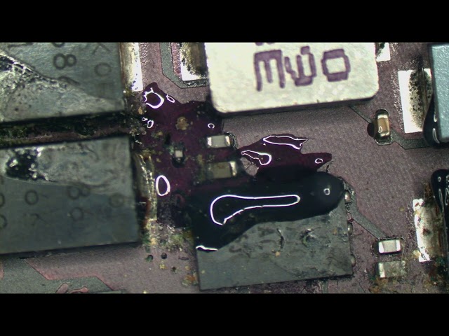 A1398 Liquid damaged CPU power circuit restoration on Macbook Pro
