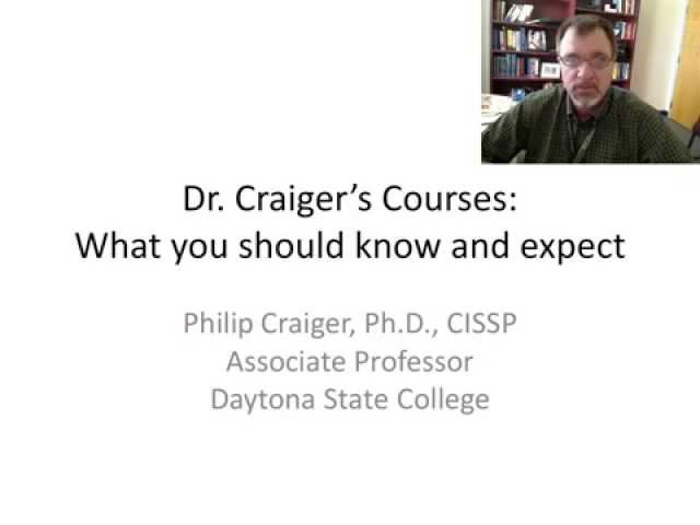 Introduction to Dr. Craiger's Courses