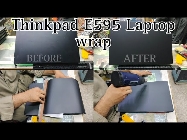 Lenovo thinkpad e595 laptop wrap with black matt vinyl