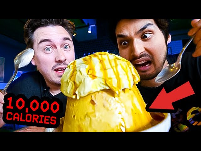 I Tried Japan's GIANT PUDDING Challenge (ft. @AbroadinJapan) | 10,000 CALORIES