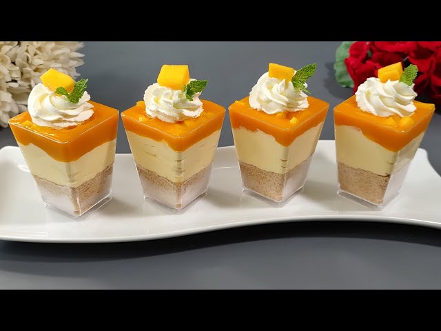 Mango Dessert Cups| No Bake Dessert Recipe