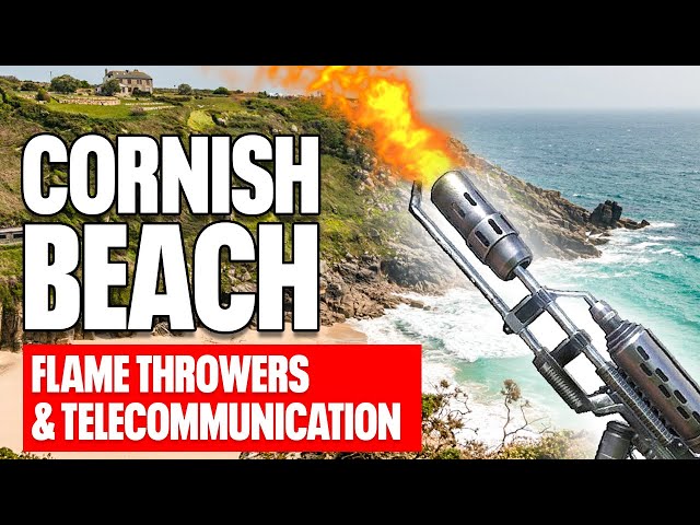 What do a beach, flame throwers, and a global telecoms network have in common ?