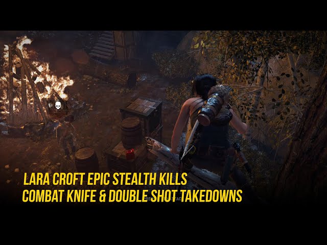 Rise of the Tomb Raider Stealth Kills | Lara Croft: Combat Knife & Double Shot Takedowns