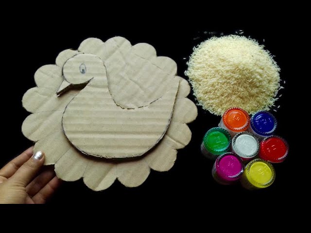 Unique Wall Decor Ideas Using Cardboard and Rice | Home Decor Ideas | Best out of waste crafts