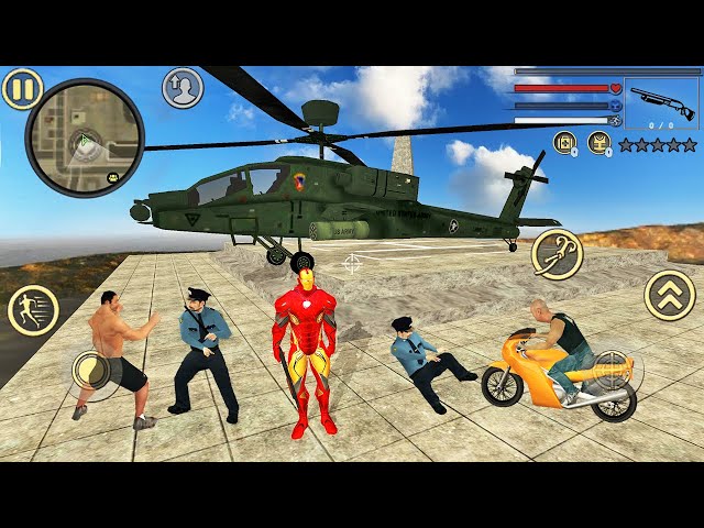 Iron Rope Hero Vice Town #2 - Stealing Military Helicopter - Android Gameplay