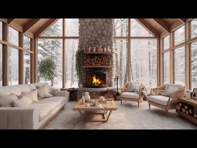 Snowy Forest Retreat for Sleeping | Cozy Fireplace Ambience for Ultimate Relaxation and Sleep Well