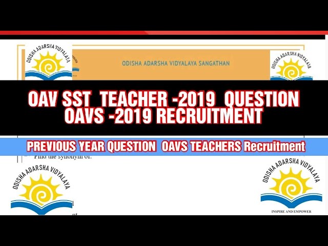 OAV SST  TEACHER -2019  QUESTION // OAVS -2019 RECRUITMENT // PREVIOUS YEAR QUESTION  OAVS TEACHERS