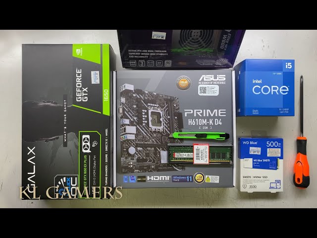 intel Core i5 12400F ASUS PRIME H610M-K D4 CSM GALAX GTX1650 AQUARON Gaming PC Build