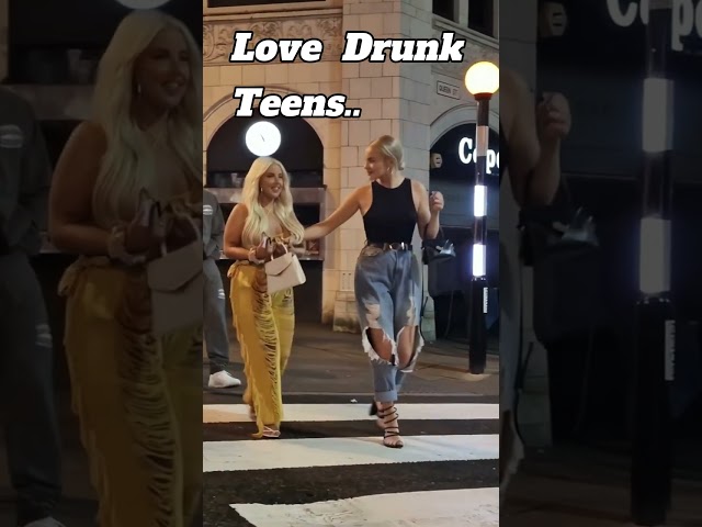 UK NIGHTLIFE😍 LOVE DRUNK TEENS IN NOTTINGHAM. LATE SATURDAY NIGHT STREET WALK