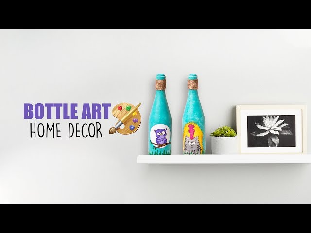 Bottle Art Home Decor | Trash to Treasure | Glass Bottle painting